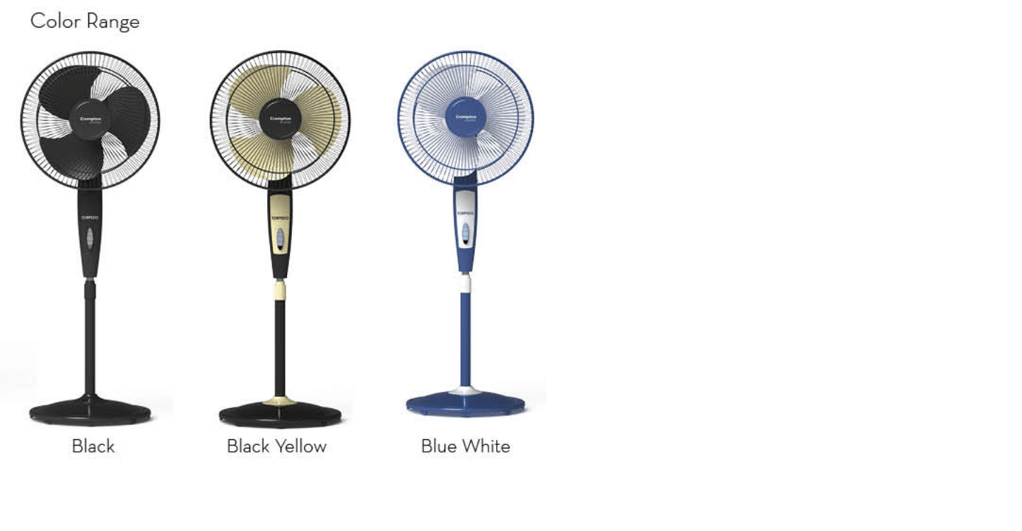 PEDESTAL FAN-HIGHSPEED TORPEDO-COLOR RANGE