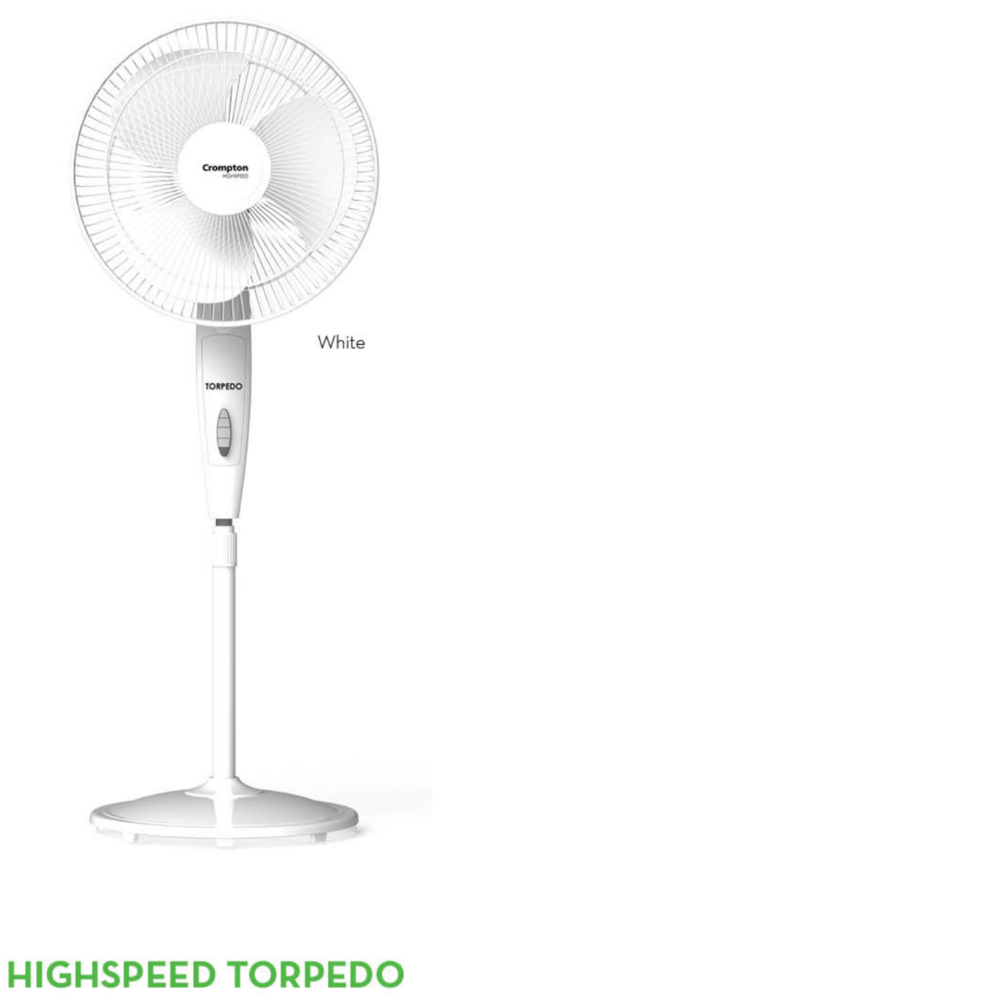 PEDESTAL FAN-HIGHSPEED TORPEDO-WHITE