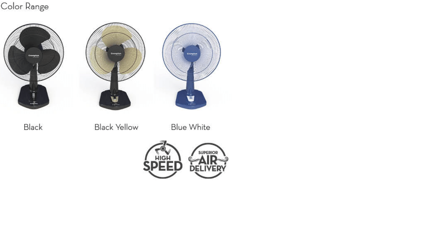 TABLE FAN-HIGHSPEED TORPEDO-COLOR RANGE